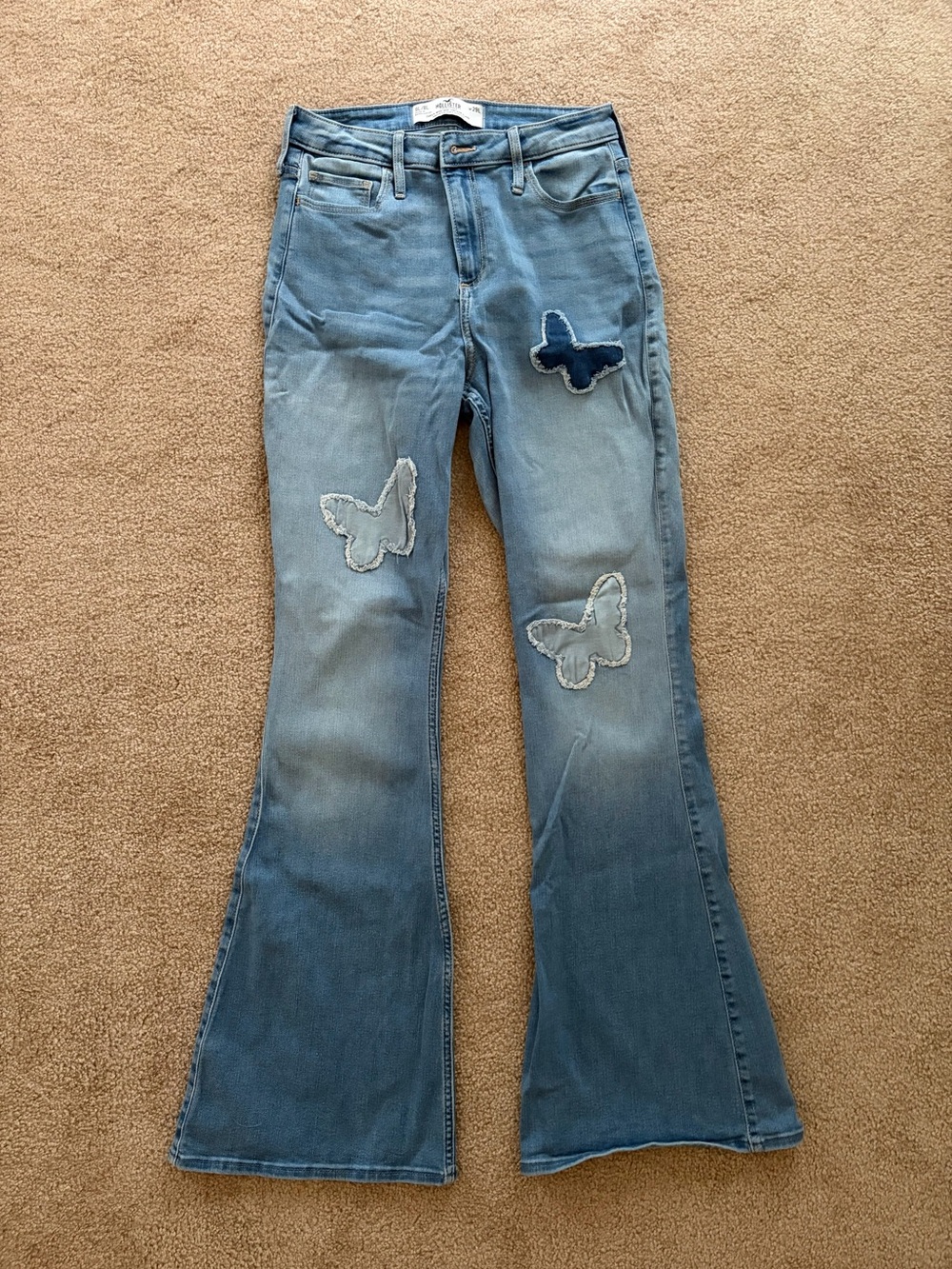 Hollister Light Blue Butterfly Patch Flare Jeans - Women's